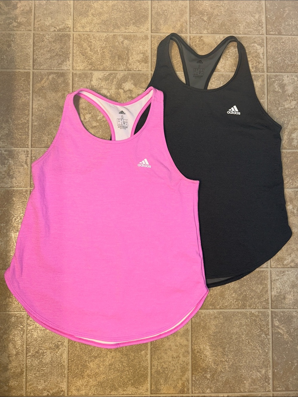 adidas Pink & Black Racerback Tank Tops - 2-Pack